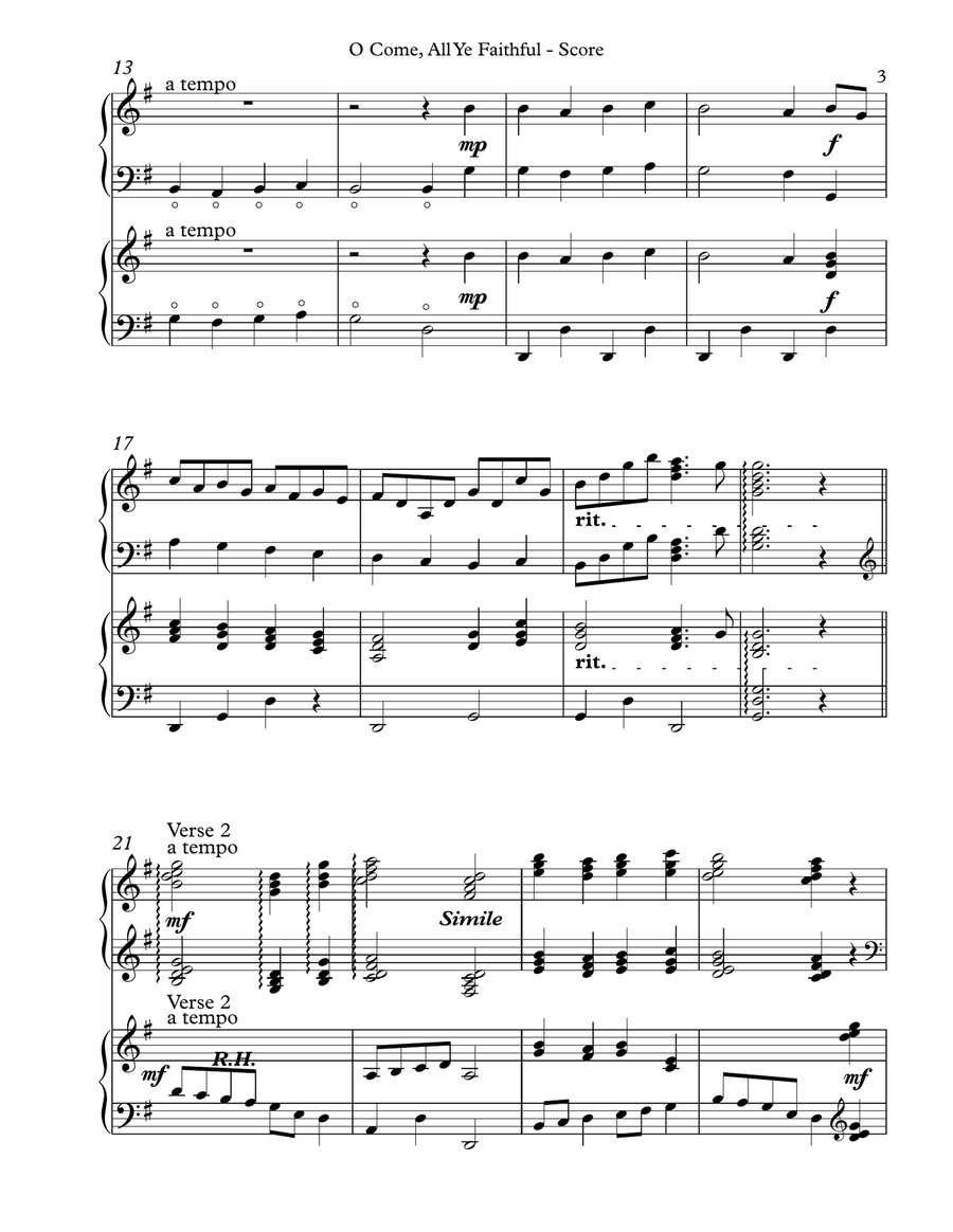 O Come, All Ye Faithful, Harp Duet Celtic Harp scores gallery preview page 3