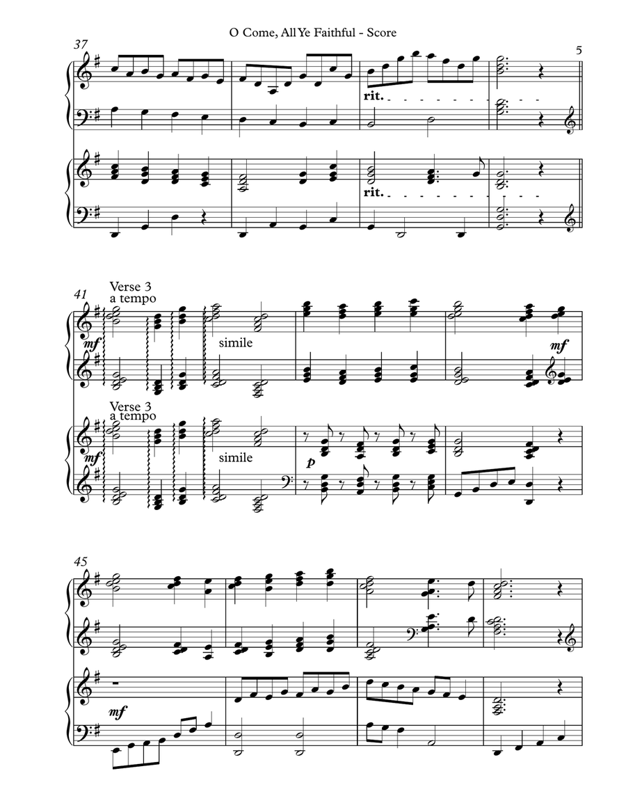 O Come, All Ye Faithful, Harp Duet Celtic Harp scores gallery preview page 5