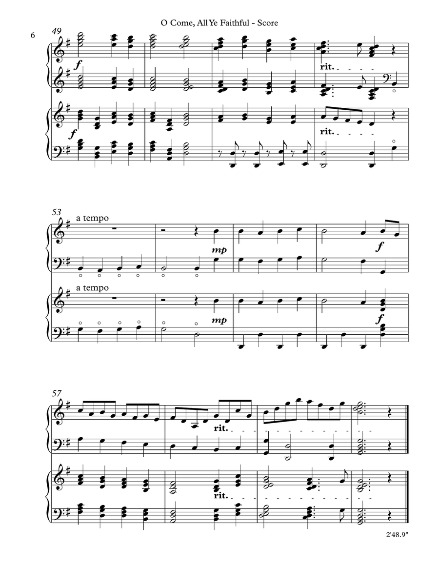 O Come, All Ye Faithful, Harp Duet Celtic Harp scores gallery preview page 6