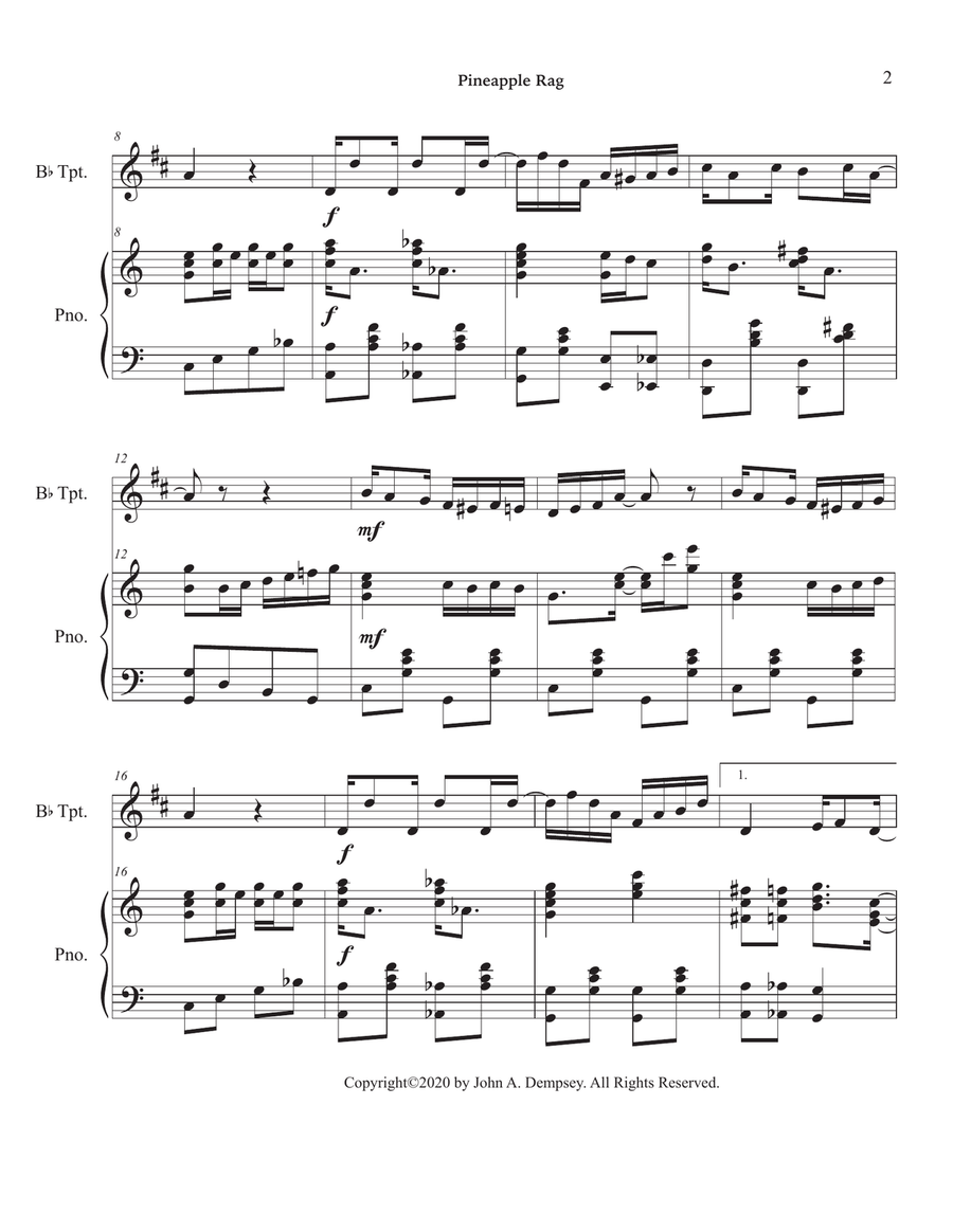 Pineapple Rag (Trumpet and Piano) Pineapple Rag (Trumpet and Piano) Trumpet Solo scores gallery preview page 6