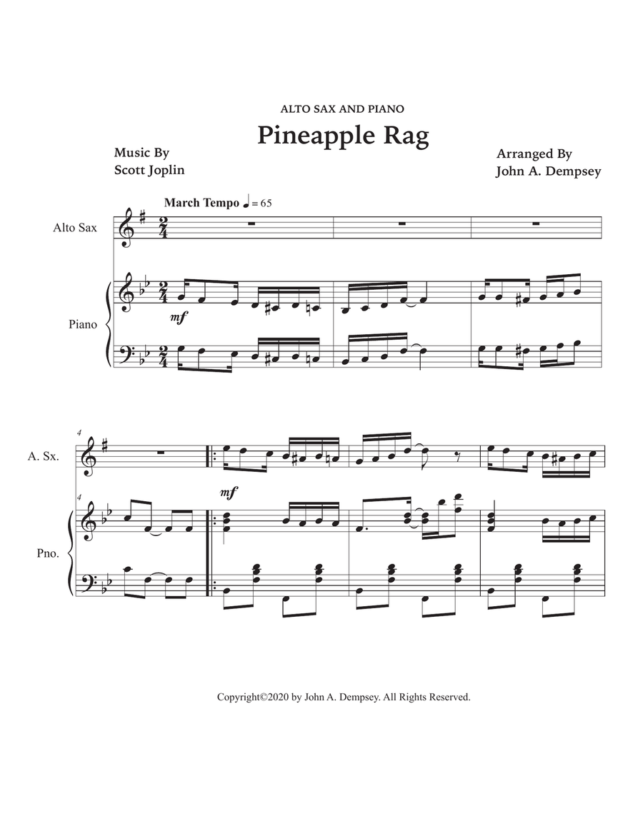 Pineapple Rag (Alto Sax and Piano) Alto Saxophone scores gallery preview page 5