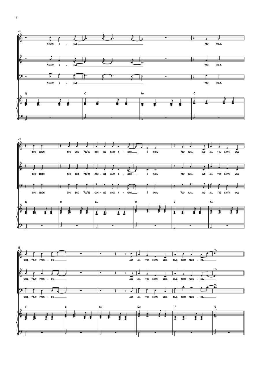 All The Earth Will Sing Your Praises 3-Part scores gallery preview page 5