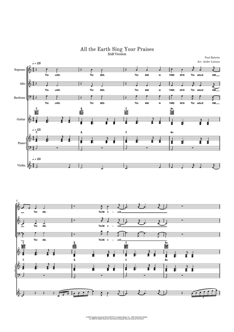 All The Earth Will Sing Your Praises 3-Part scores gallery preview page 6