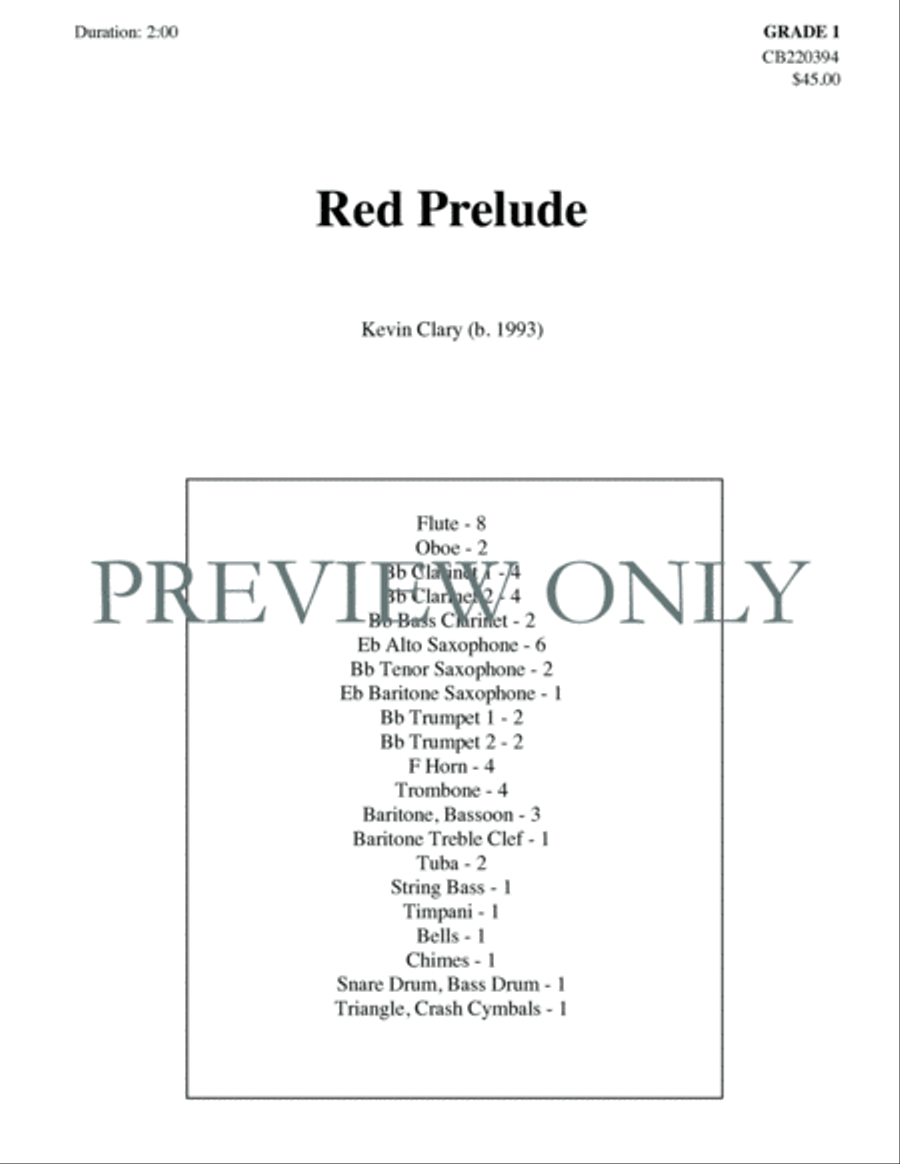 Red Prelude Red Prelude Concert Band scores gallery preview page 2
