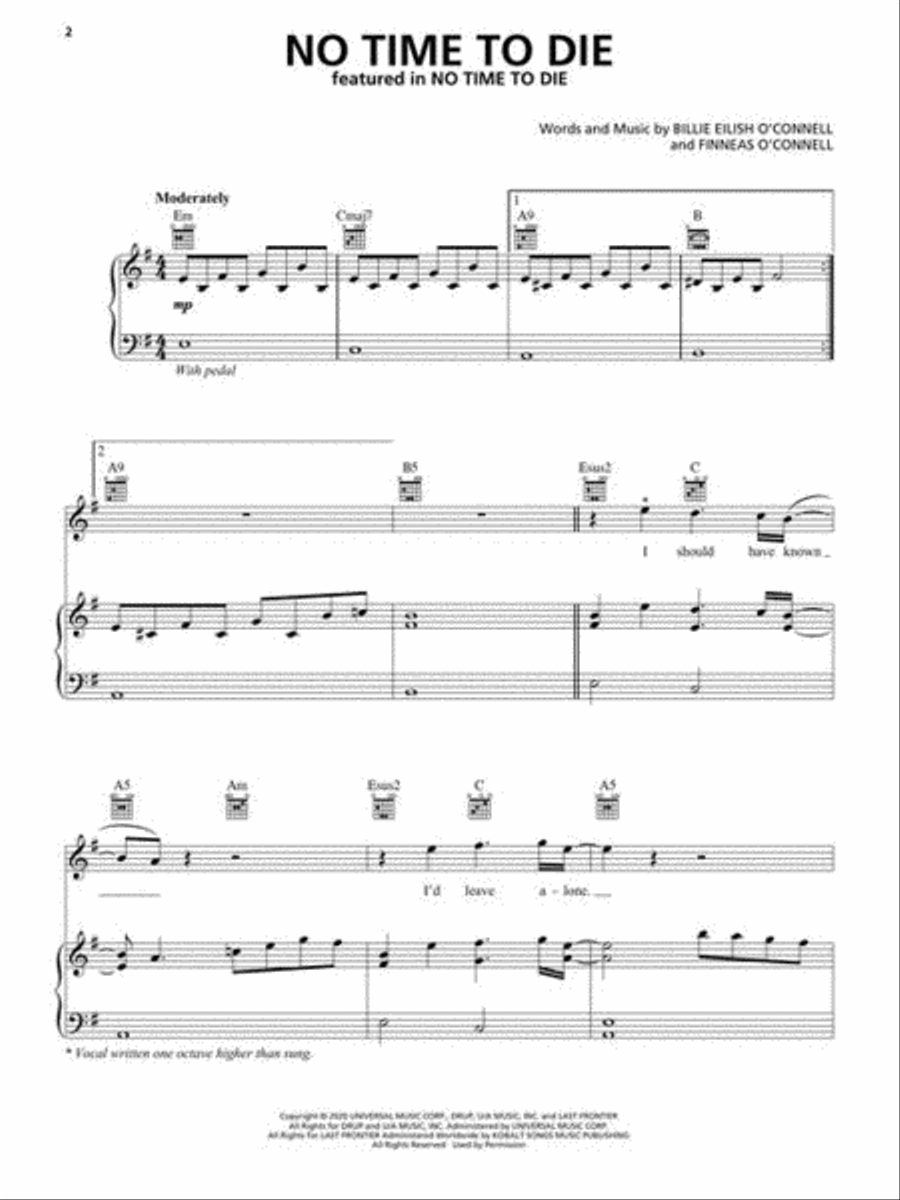 No Time to Die Piano, Vocal, Guitar scores gallery preview page 3