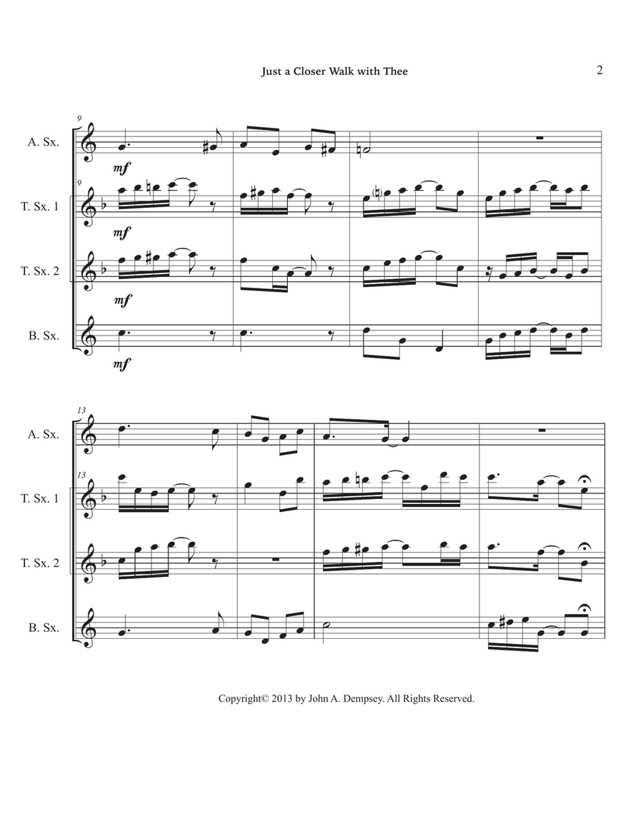 Just a Closer Walk with Thee / Solace (Sax Quartet: ATTB) Saxophone Quartet scores gallery preview page 6