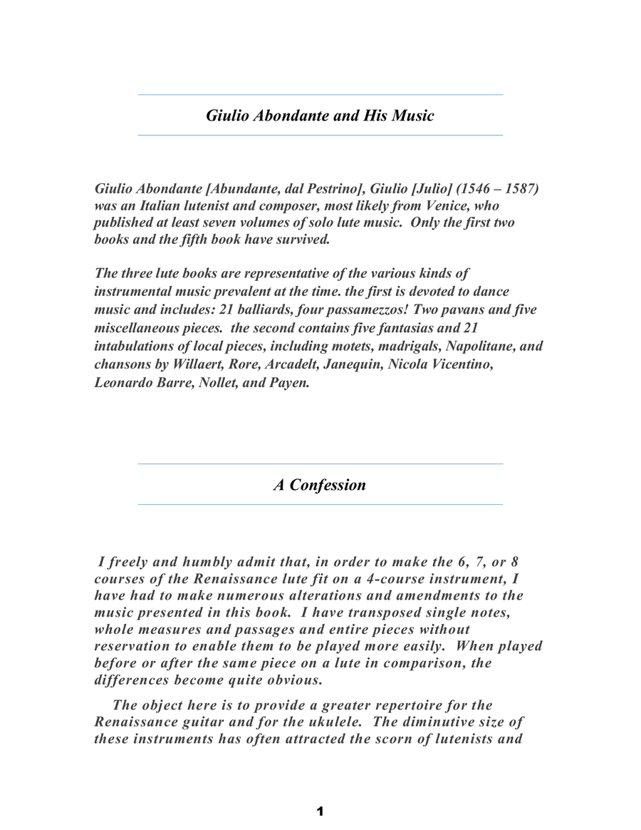 Giulio Abondante Second Edition Lute Music of the Renaissance Libro Primo & Libro Secondo Transcrib Lute scores gallery preview page 5