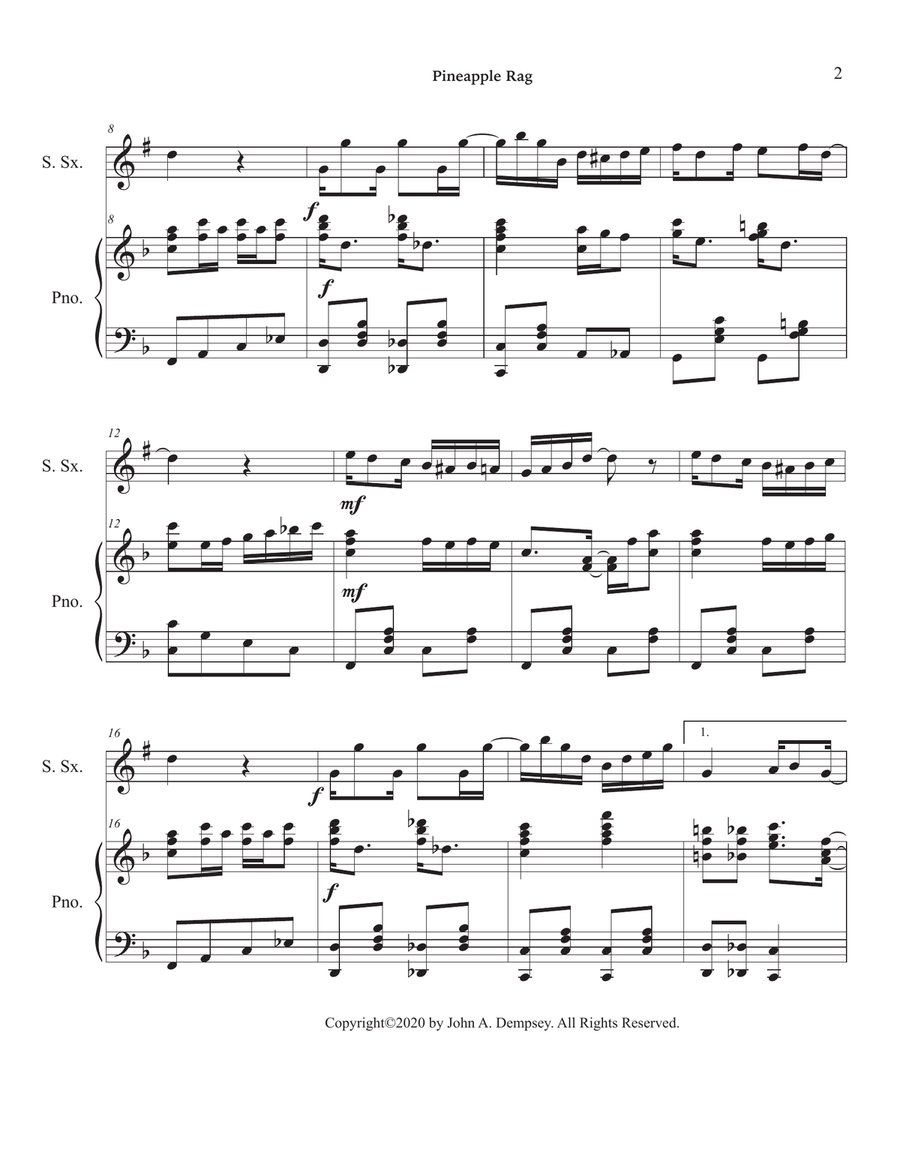 Pineapple Rag (Soprano Sax and Piano) Soprano Saxophone scores gallery preview page 6