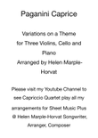 PAGANINI CAPRICE - VARIATIONS FOR THREE VIOLINS, CELLO AND PIANO