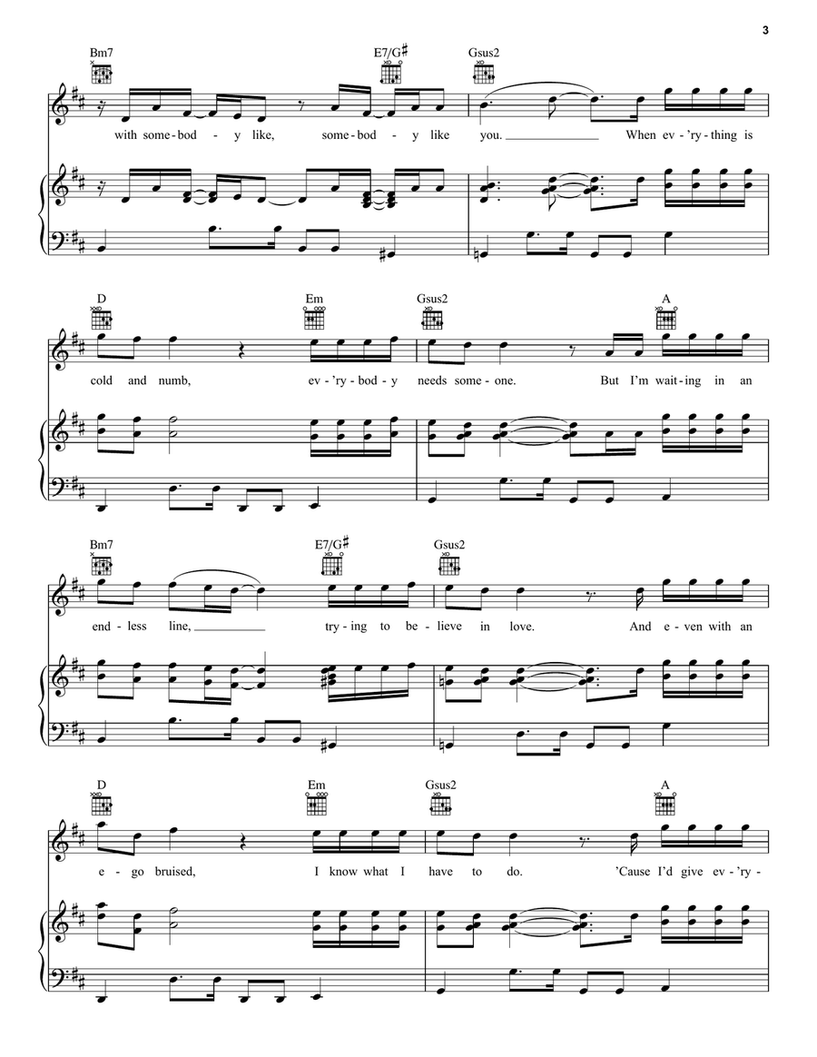 Somebody Like You Somebody Like You Piano, Vocal, Guitar scores gallery preview page 3