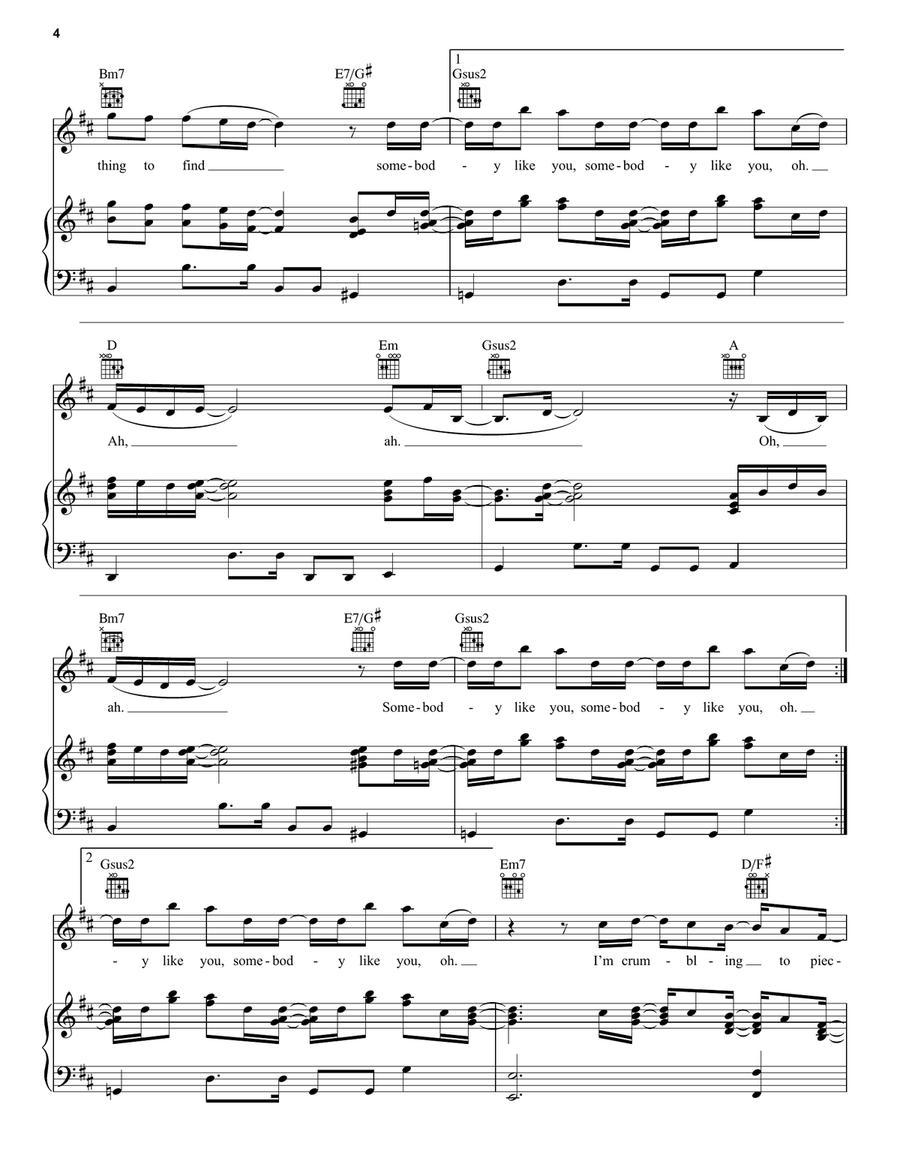 Somebody Like You Somebody Like You Piano, Vocal, Guitar scores gallery preview page 4