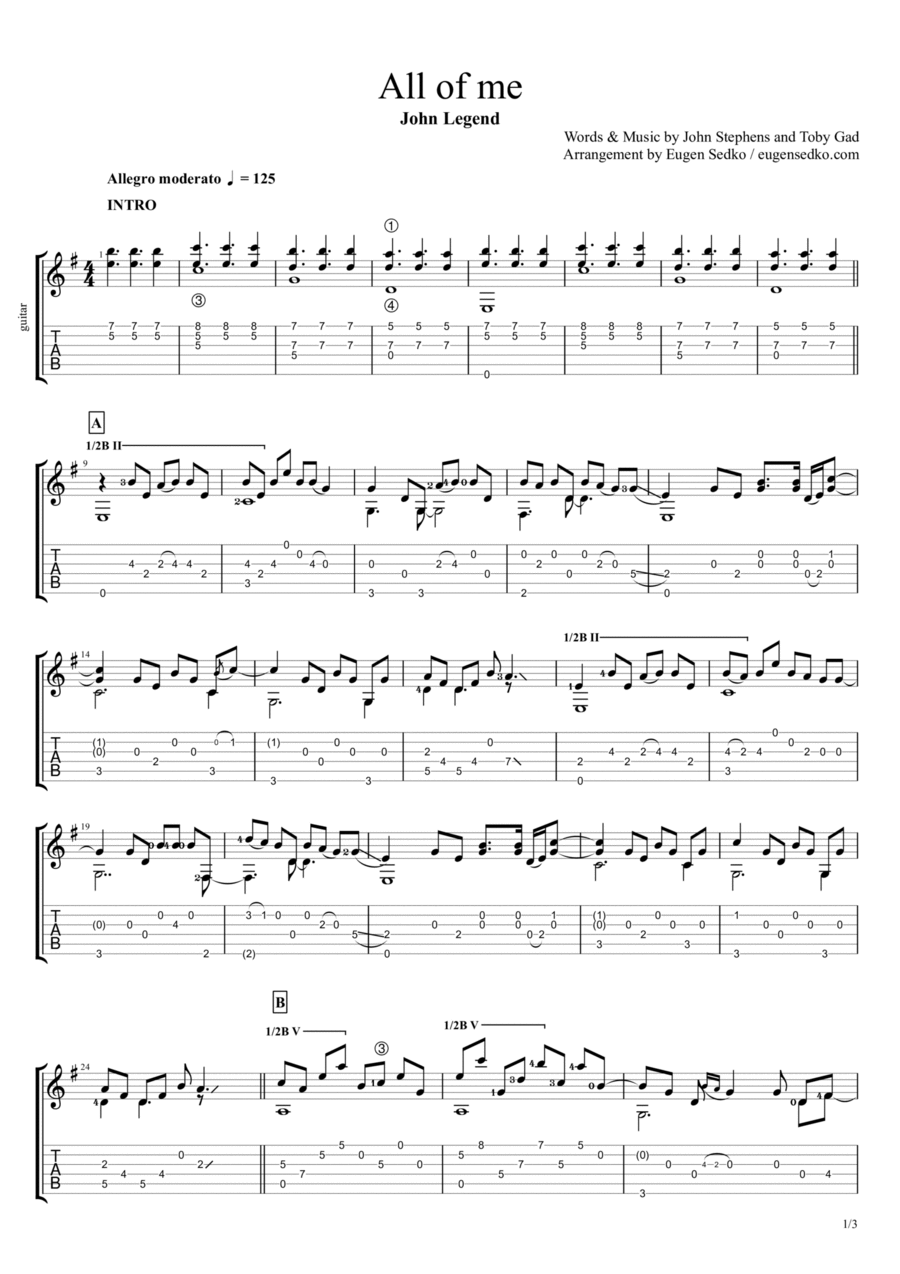 All Of Me Electric Guitar scores gallery preview page 1
