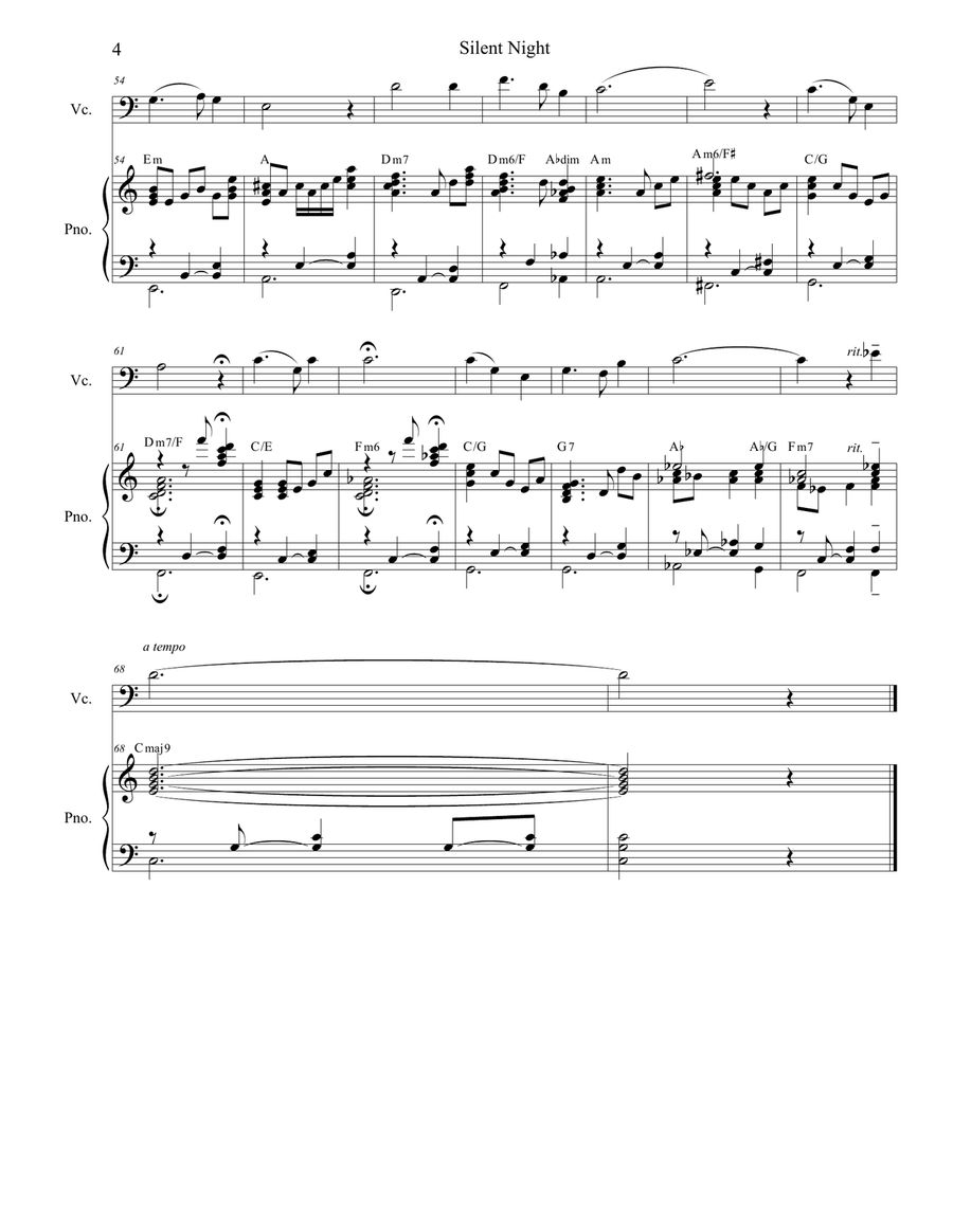 Silent Night (Cello solo and Piano) Piano scores gallery preview page 4