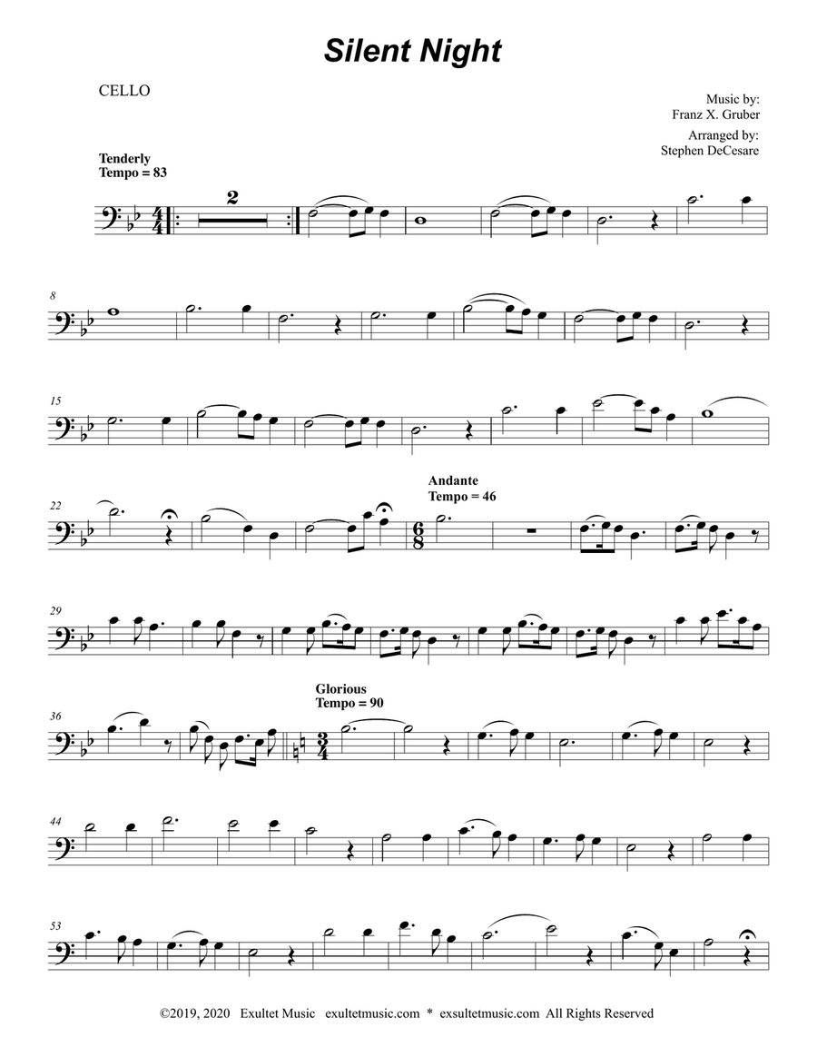 Silent Night (Cello solo and Piano) Piano scores gallery preview page 5