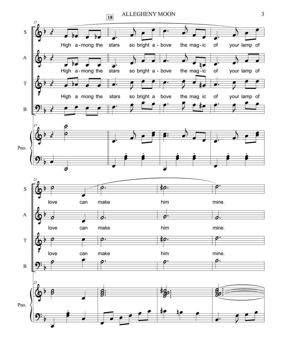 Allegheny Moon Allegheny Moon 4-Part scores gallery preview page 3
