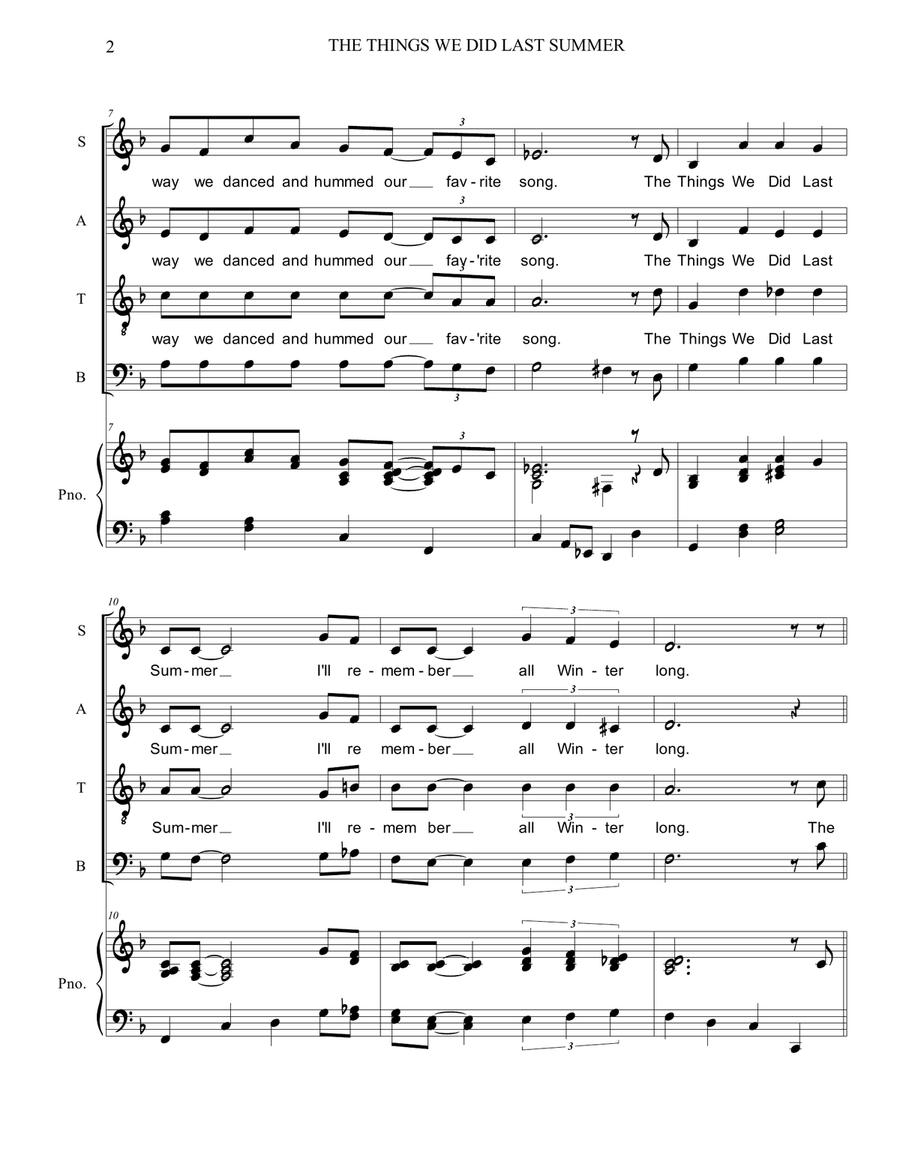 The Things We Did Last Summer 4-Part scores gallery preview page 2
