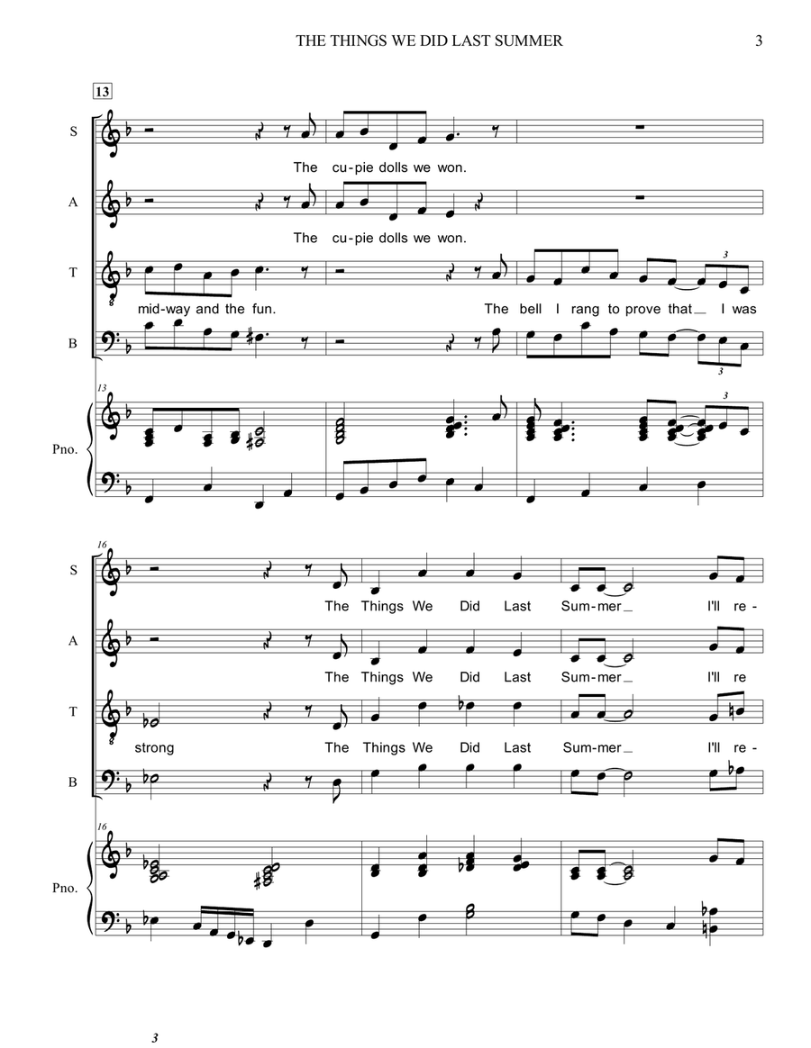 The Things We Did Last Summer 4-Part scores gallery preview page 3