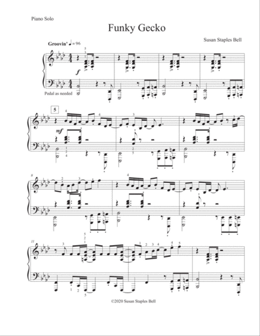 Funky Gecko, Piano Solo Piano Solo scores gallery preview page 2