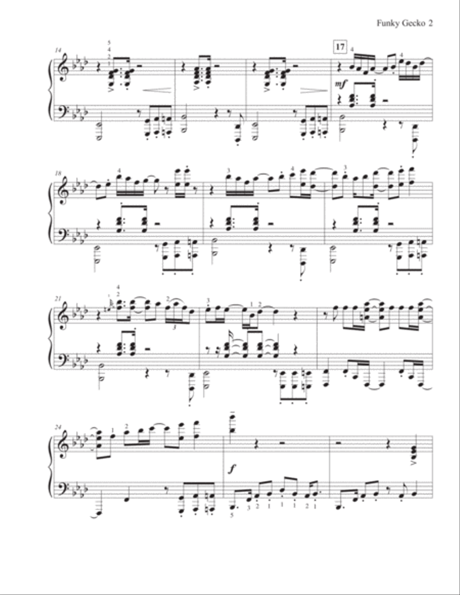 Funky Gecko, Piano Solo Piano Solo scores gallery preview page 3