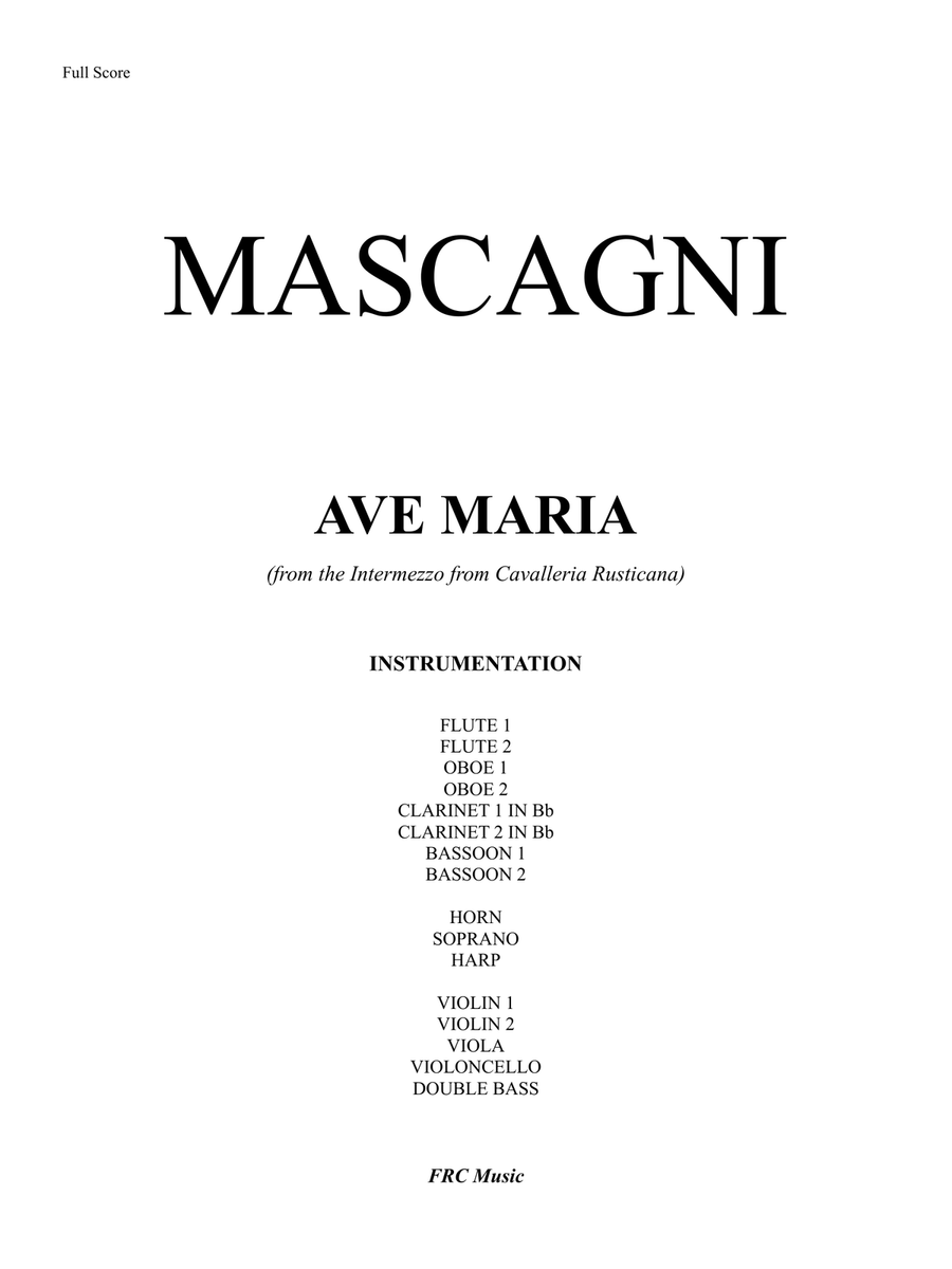 Mascagni: Ave Maria from Cavalleria Rusticana - for Soprano and Orchestra (Elina Garanca VERSION) Full Orchestra scores gallery preview page 2