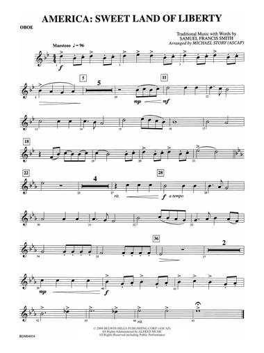 America: Sweet Land of Liberty: Oboe