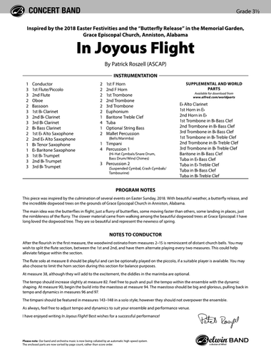 In Joyous Flight: Score