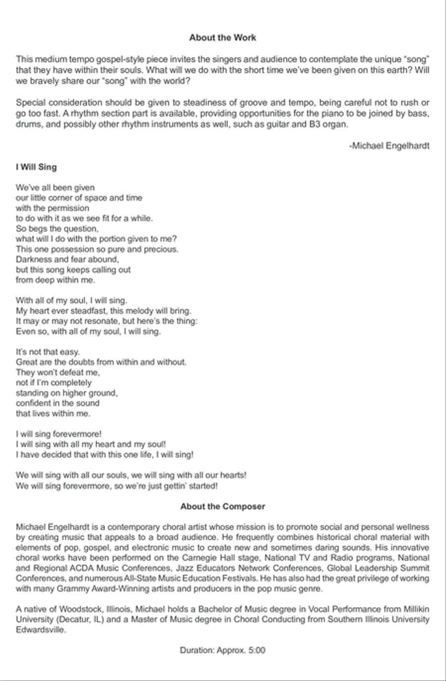 I Will Sing Choir scores gallery preview page 2