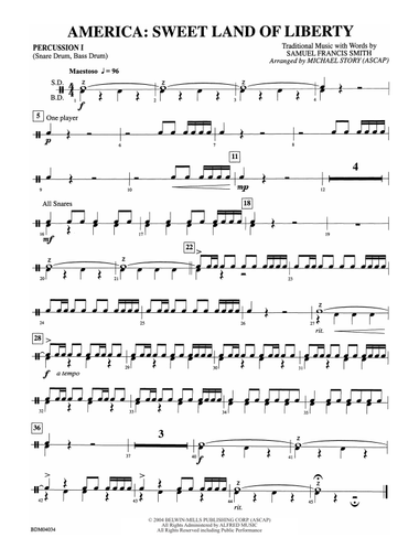 America: Sweet Land of Liberty: 1st Percussion