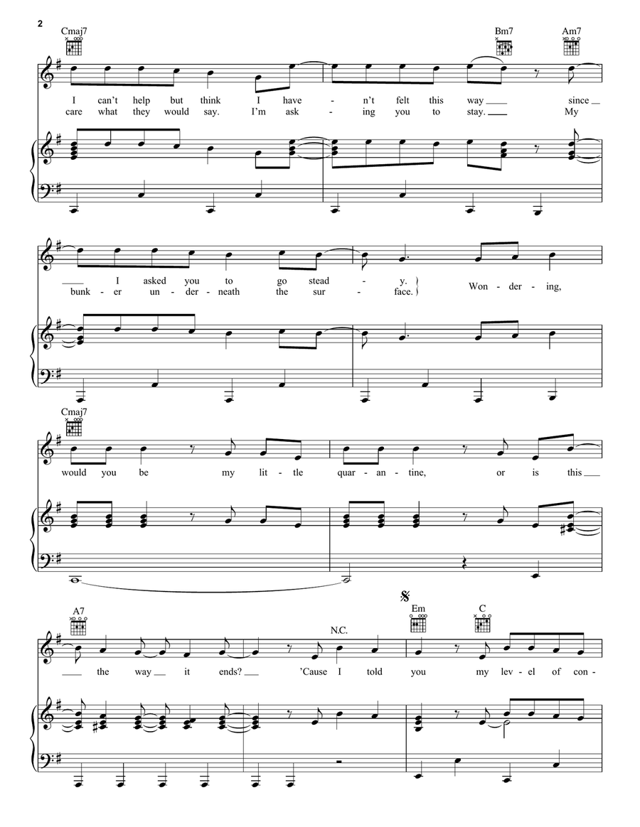 Level Of Concern Level Of Concern Piano, Vocal, Guitar scores gallery preview page 2