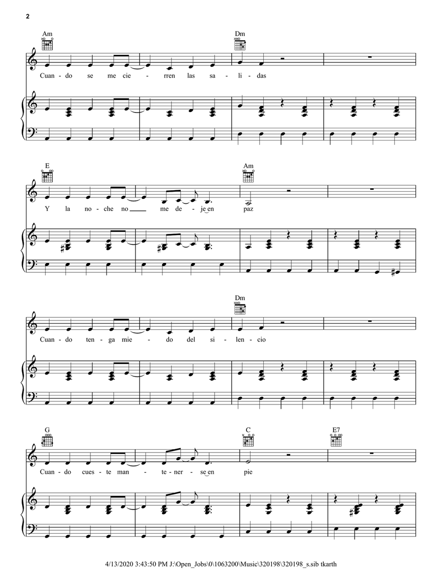 Resistiré Resistiré Piano, Vocal, Guitar scores gallery preview page 2