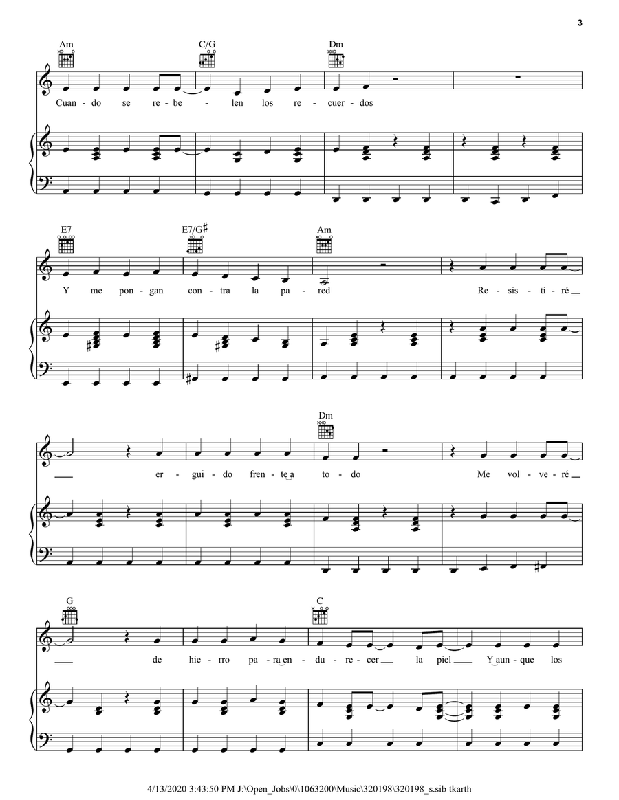 Resistiré Resistiré Piano, Vocal, Guitar scores gallery preview page 3