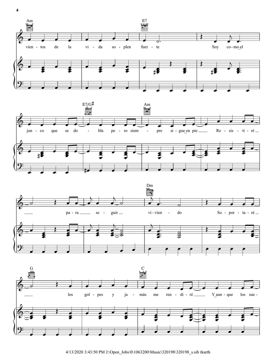 Resistiré Resistiré Piano, Vocal, Guitar scores gallery preview page 4