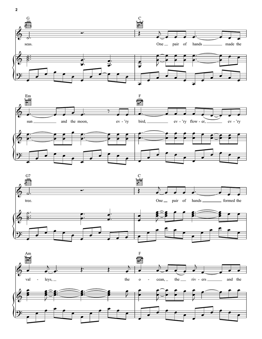 One Pair Of Hands One Pair Of Hands Piano, Vocal, Guitar scores gallery preview page 2