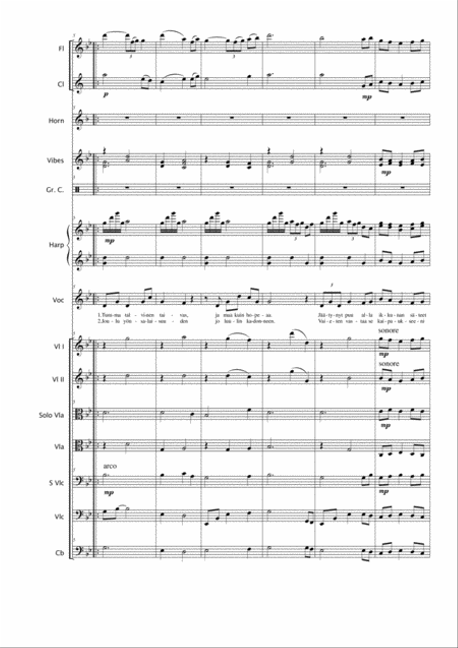 Hiljainen Gloria (version with orchestra) Chamber Orchestra scores gallery preview page 2