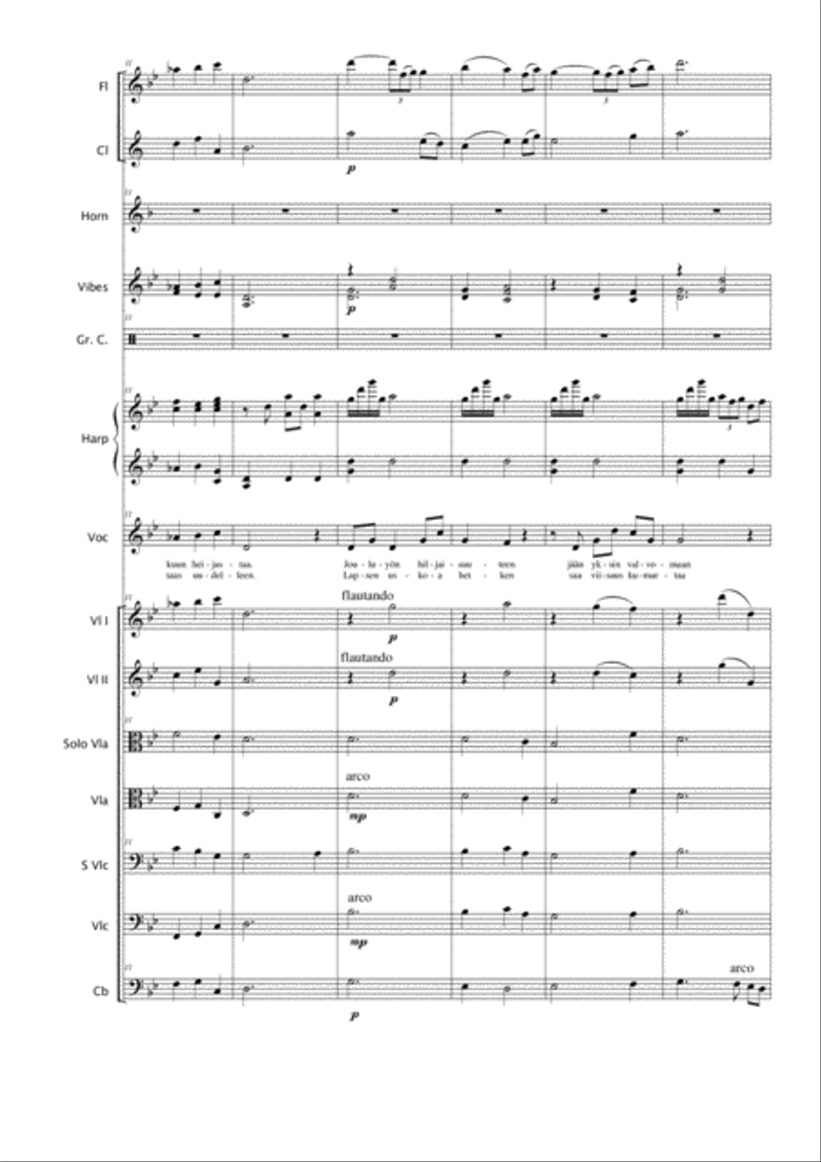 Hiljainen Gloria (version with orchestra) Chamber Orchestra scores gallery preview page 3