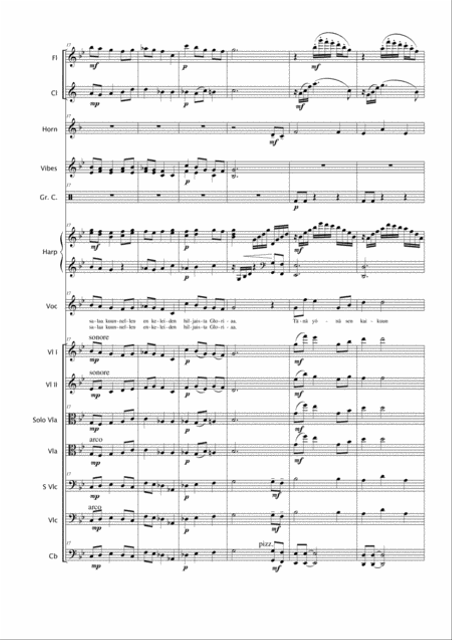 Hiljainen Gloria (version with orchestra) Chamber Orchestra scores gallery preview page 4