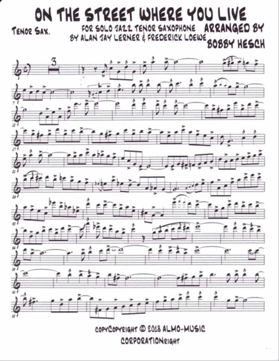 On The Street Where You Live Tenor Saxophone scores gallery preview page 2