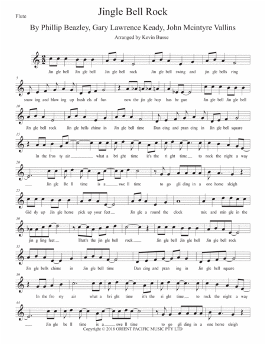 Jingle Bell Rock Flute Solo scores gallery preview page 1