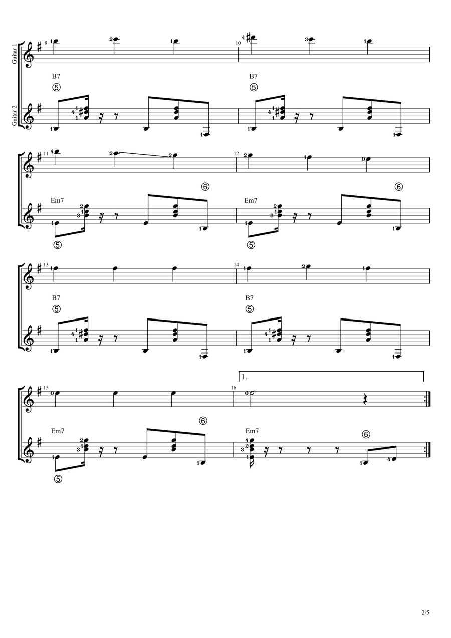 Romance de Amor (in Compound Duplet Time) (Duet Guitar Score) Acoustic Guitar scores gallery preview page 2