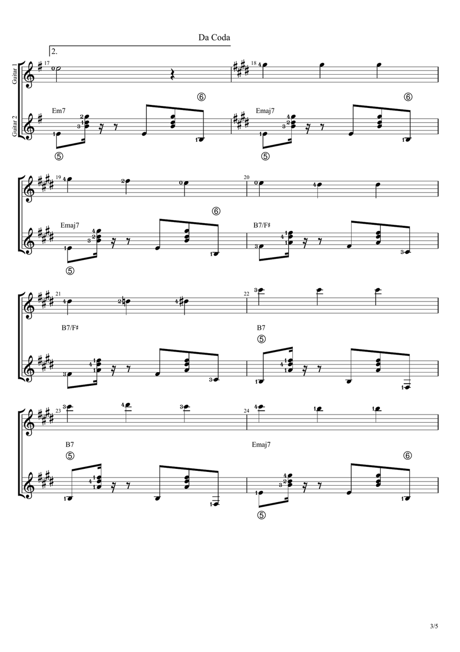 Romance de Amor (in Compound Duplet Time) (Duet Guitar Score) Acoustic Guitar scores gallery preview page 3