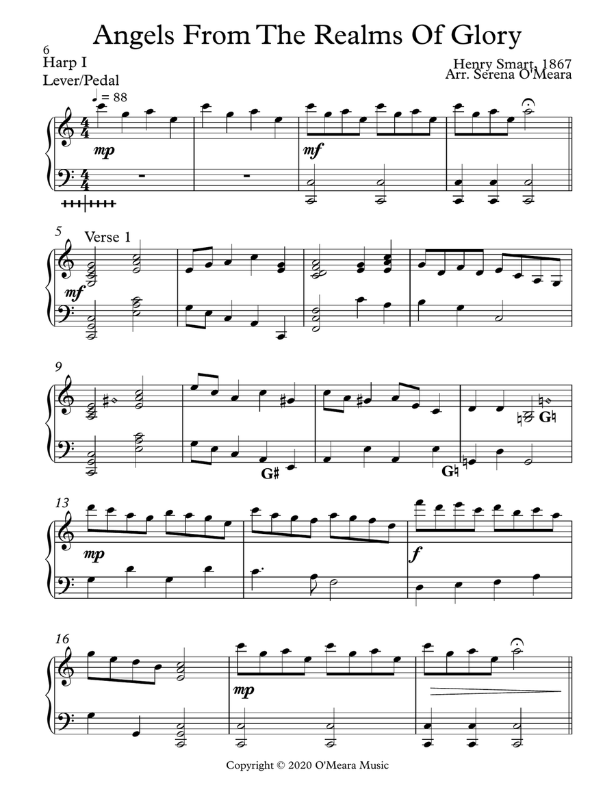 Angels From The Realms Of Glory - Harp I Celtic Harp scores gallery preview page 2