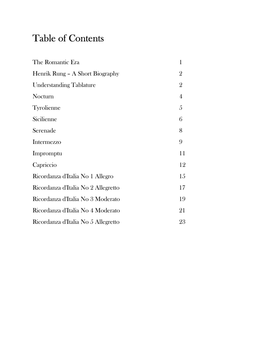 Henrik Rung: Second Edition Selected Pieces And Ricordanza d'Italia In Tablature and Modern Notation Ukulele scores gallery preview page 2