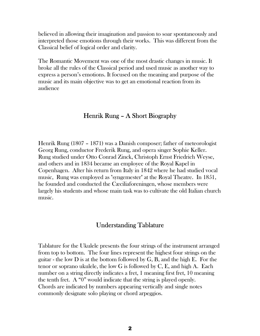 Henrik Rung: Second Edition Selected Pieces And Ricordanza d'Italia In Tablature and Modern Notation Ukulele scores gallery preview page 4