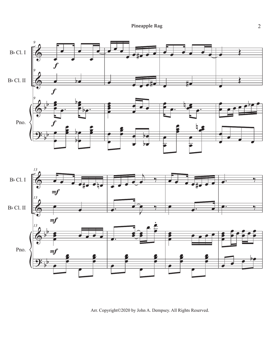 Pineapple Rag (Trio for Two Clarinets and Piano) Woodwind Duet scores gallery preview page 6