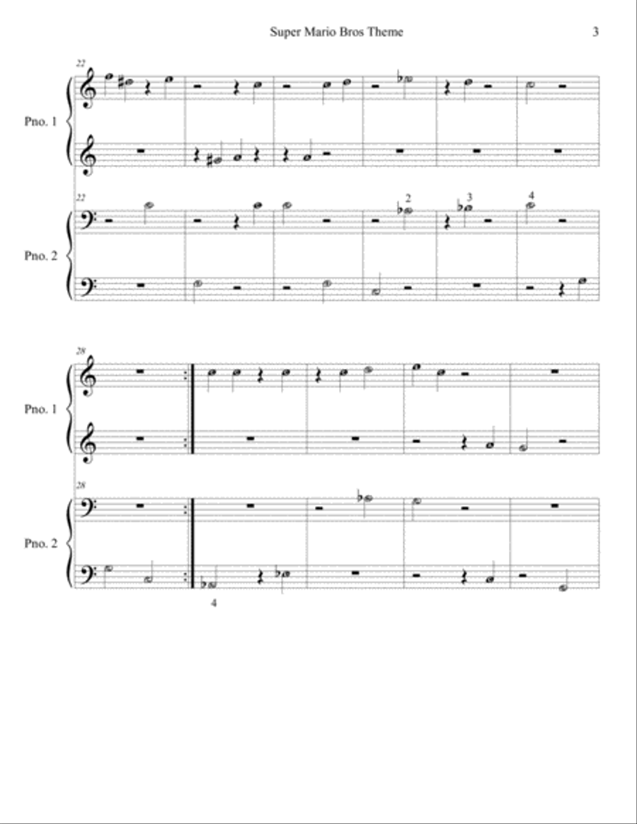 Super Mario Bros. Main Theme Easy Piano scores gallery preview page 3
