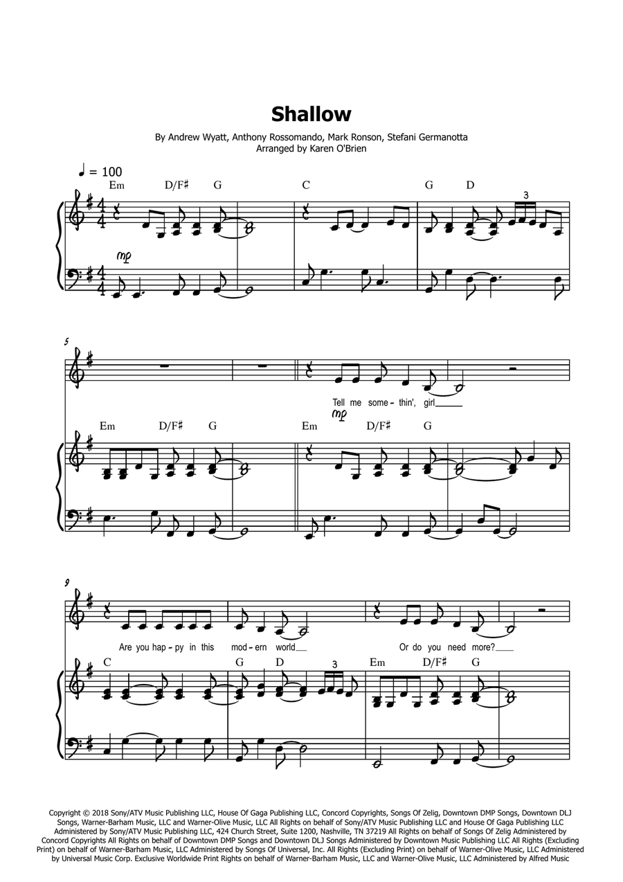 Shallow Shallow Piano, Vocal scores gallery preview page 2