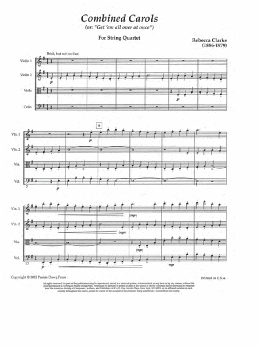Combined Carols (or: get 'em all over at once) String Quartet scores gallery preview page 4