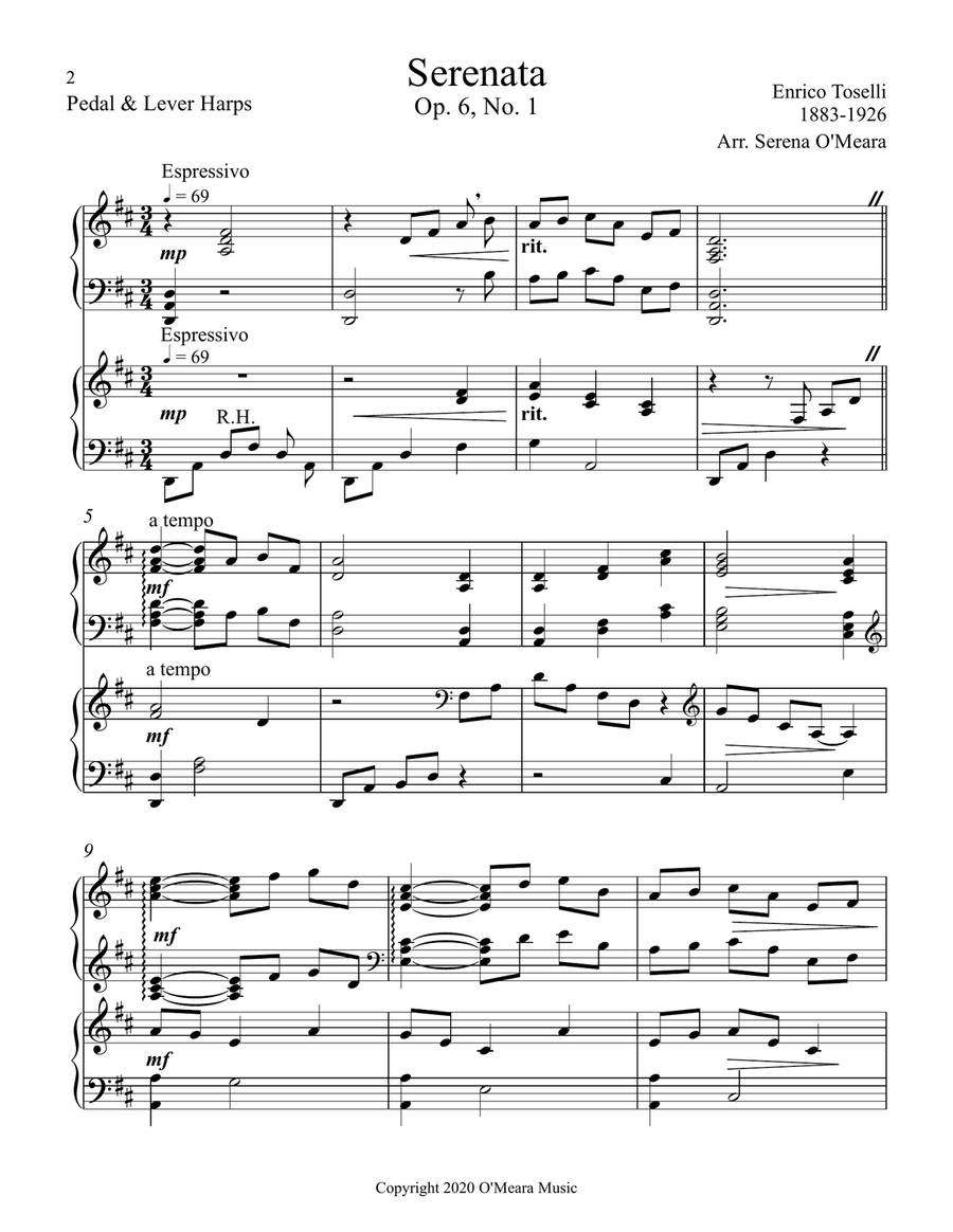 Serenata, Op. 6, No 1, Harp Duet Pedal Harp scores gallery preview page 2