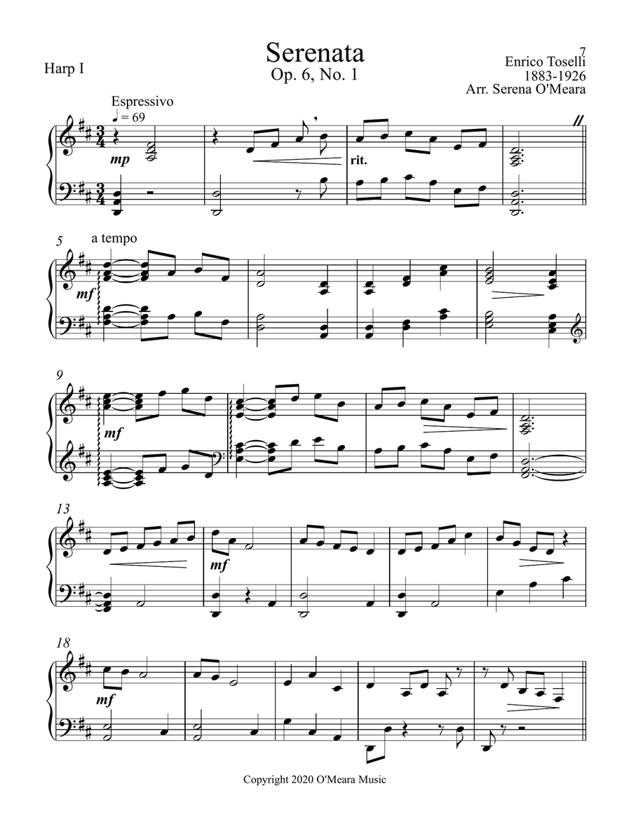 Serenata, Op. 6, No 1, Harp I Celtic Harp scores gallery preview page 2