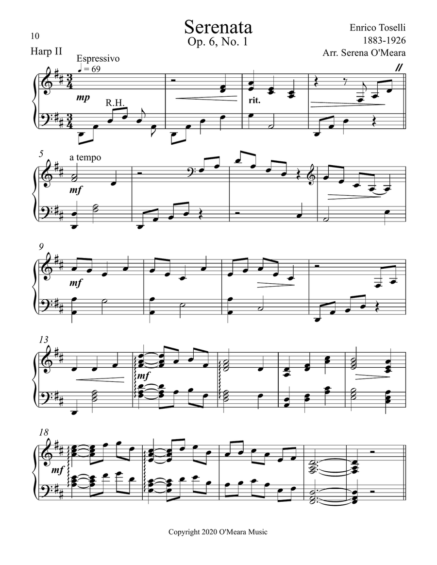 Serenata, Op. 6, No 1, Harp II Celtic Harp scores gallery preview page 2